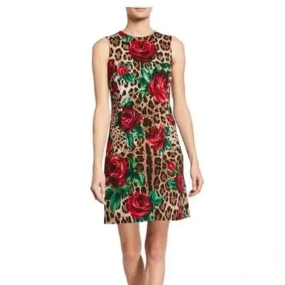 NWOT Dolce&gabbana rose leopard print dress